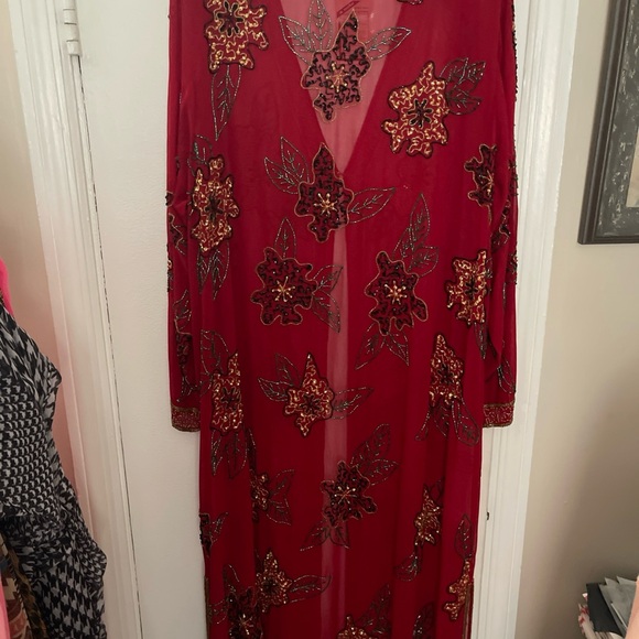 Midnight Velvet Red Embroidered Kimono Women’s 1X new with tags - Picture 7 of 7